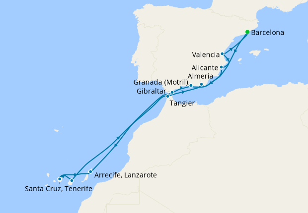 Canary Islands & Spanish Harbors - Barcelona Roundtrip