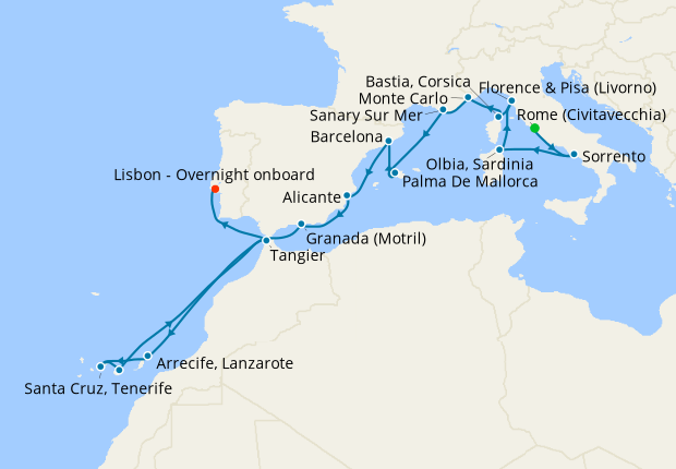 Mediterranean Islands Legacy From Rome To Lisbon Oceania Cruises 25th August 23 Planet Cruise