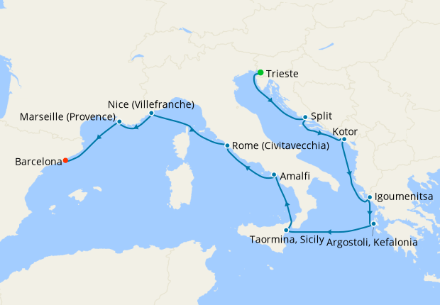 Picturesque Mediterranean from Trieste to Barcelona