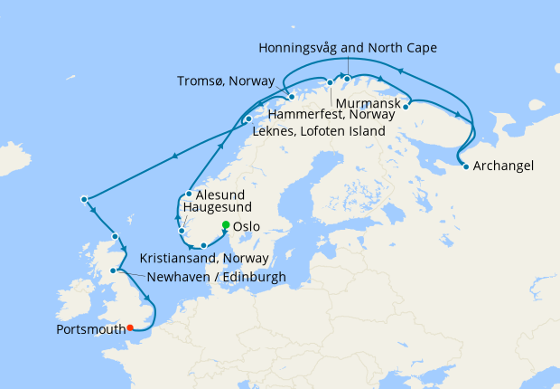 Fjords, Vikings & Castles from Oslo to Portsmouth