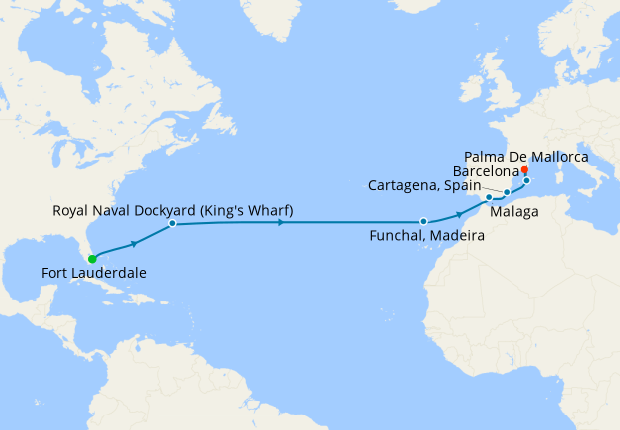 Bermuda, Portugal & Spain Transatlantic from Ft. Lauderdale