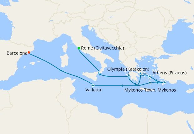 Greek Islands & Malta from Rome
