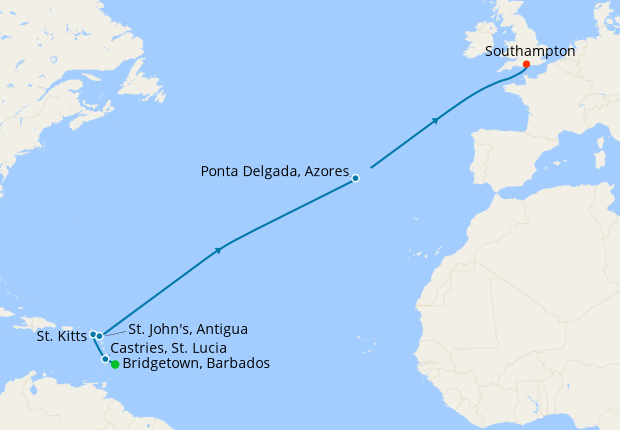 Easter Caribbean Isles -  Barbados to Southampton