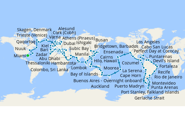 royal caribbean world cruise map