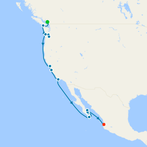 Canada to South America from Vancouver to Puerto Vallarta