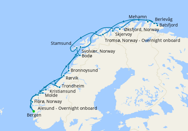 Northern Lights Classic Round Voyage from Bergen