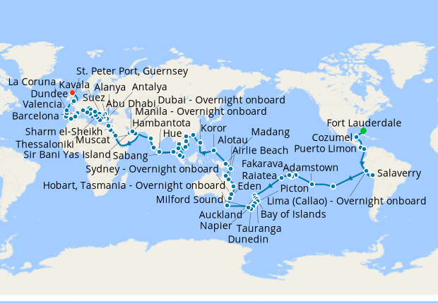 Azamara World Voyage from Ft Lauderdale to Southampton