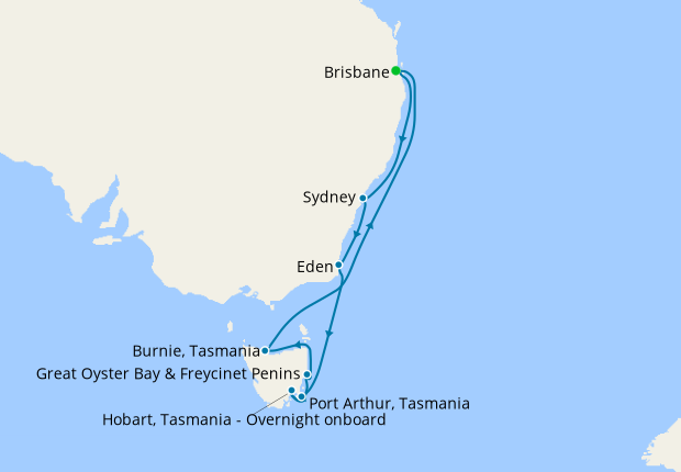 cruises brisbane to tasmania 2024