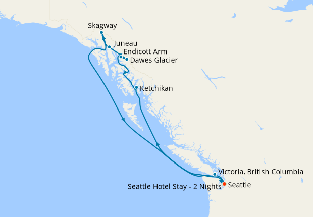 Alaska with Inside Passage from Seattle with Stay