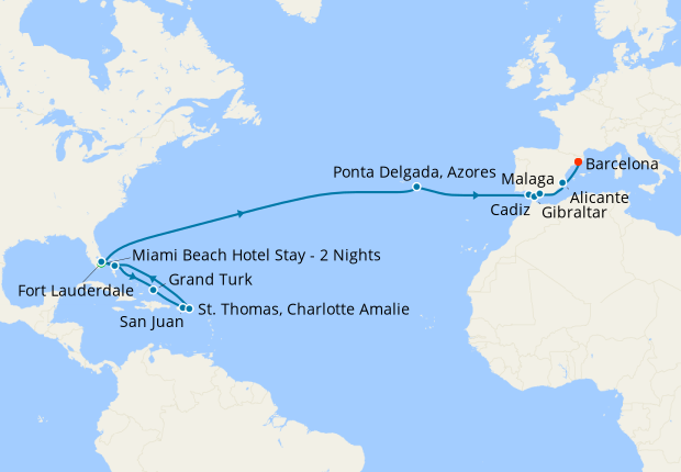 cruises from florida to spain