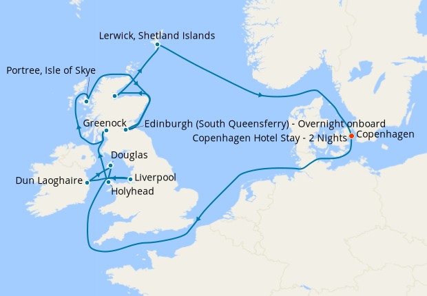 British Isles from Copenhagen with Stay