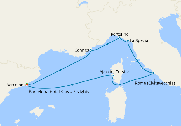 Italy, France & Spain from Barcelona with Stay