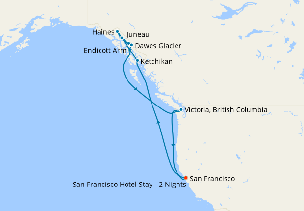 Inside Passage from San Francisco with Stay