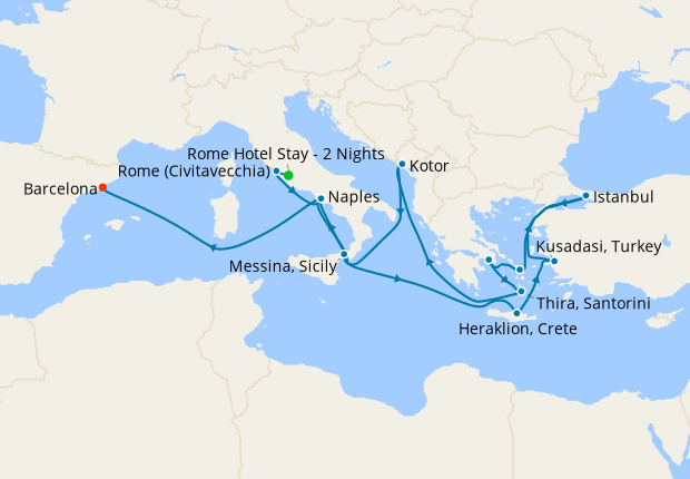 Mediterranean with Greek Isles, Italy & Turkey from Rome with Stay
