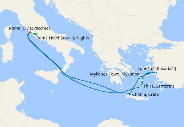 Greek Isles from Rome with Stay