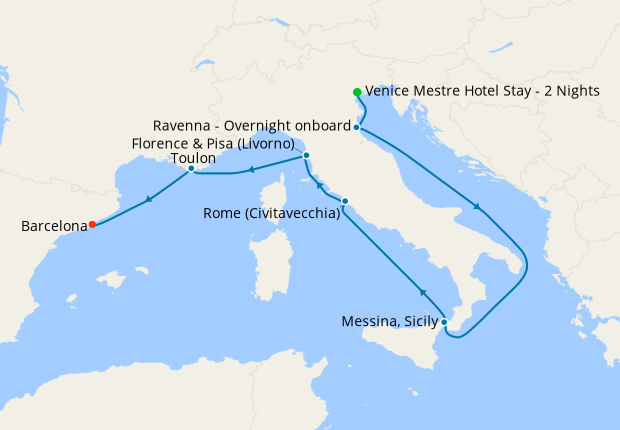 Western Mediterranean from Ravenna with Venice Stay
