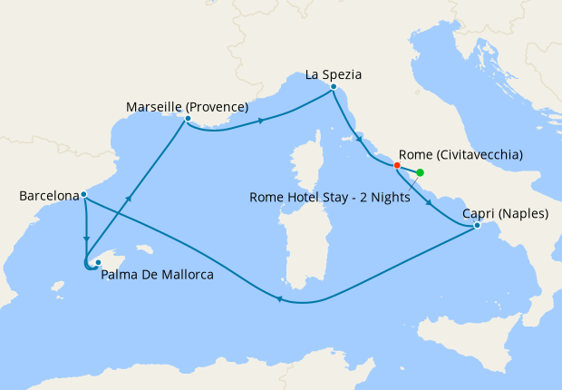 Western Mediterranean from Rome with Stay