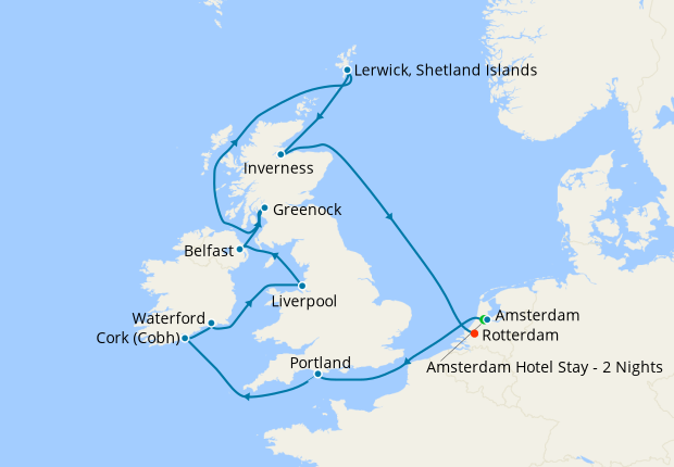 British Isles from Amsterdam with Stay