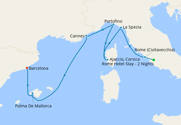 Spain, France & Italy from Rome with Stay
