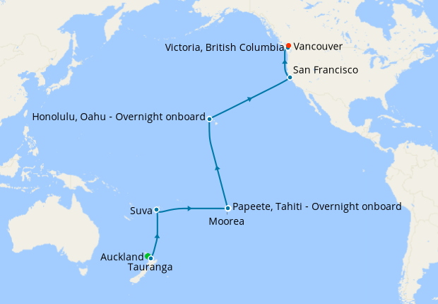 Hawaii, Tahiti & South Pacific Crossing with Auckland Stay