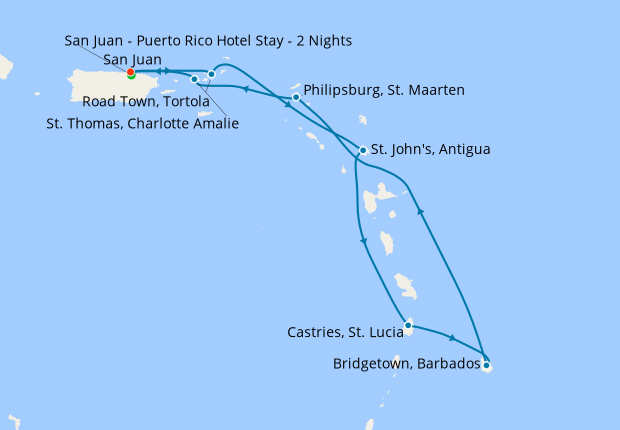 Eastern Caribbean from San Juan with Stay