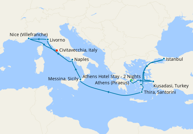 Greek Islands, Turkey & Italy from Athens with Stay