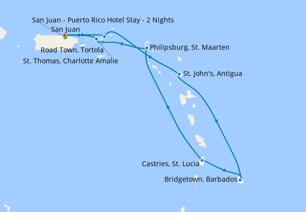 Eastern Caribbean from San Juan with Stay