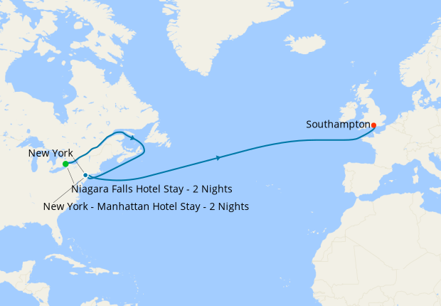Niagara Falls, Canada & Transatlantic from New York to Southampton with Stays