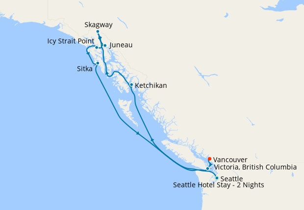 Radiant Alaska from Seattle to Vancouver with Stay