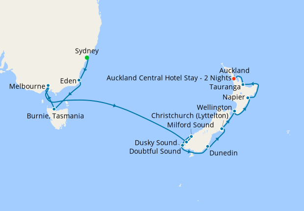 Australia & Fjords of New Zealand with Sydney and Auckland Stays