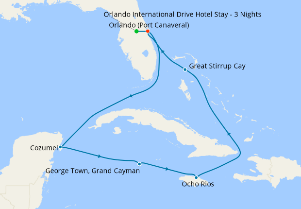 Caribbean with Great Stirrup Cay & Cozumel from Port Canaveral with Orlando Stay