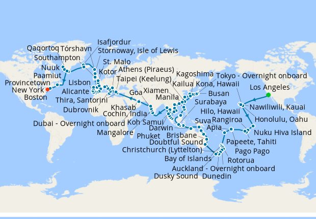 Oceania Cruises - Around The World in 180 Days (181 days)