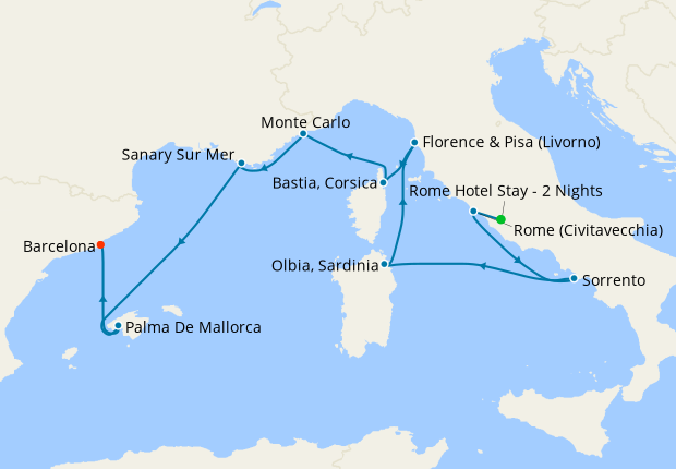Joie De Vivre Journey from Rome to Barcelona with Stay