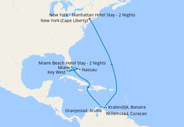Key West, Bahamas & Eastern Caribbean with Miami Beach and New York Stays