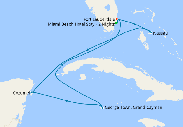 Bahamas, Mexico & Grand Cayman from Ft. Lauderdale with Miami Beach Stay
