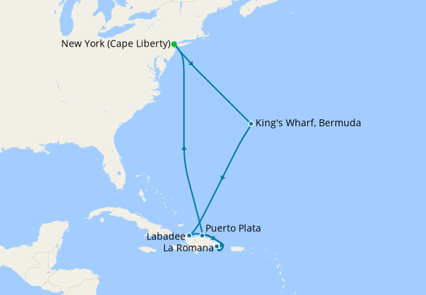 Eastern Caribbean & Bermuda from Cape Liberty