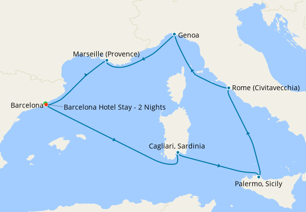 Spain, Italy & France from Barcelona with Stay