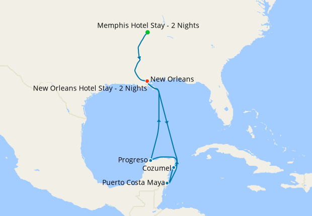 Memphis, New Orleans & Western Caribbean with Stays