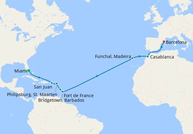 Grand Voyage from Miami to Barcelona