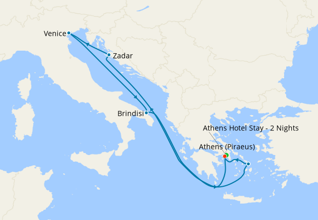 Greece, Croatia & Italy from Athens with Stay