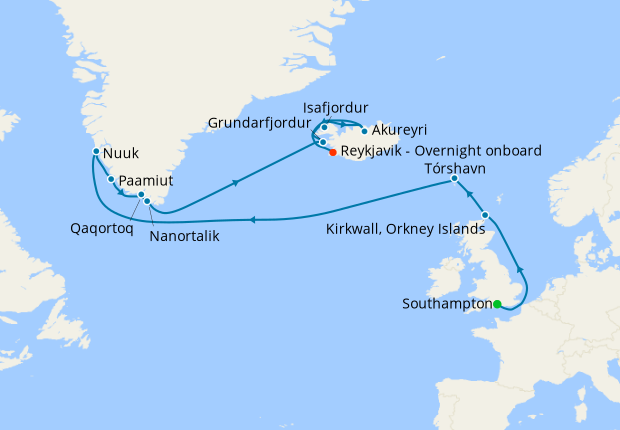 North Atlantic Exploration from Southampton to Reykjavik