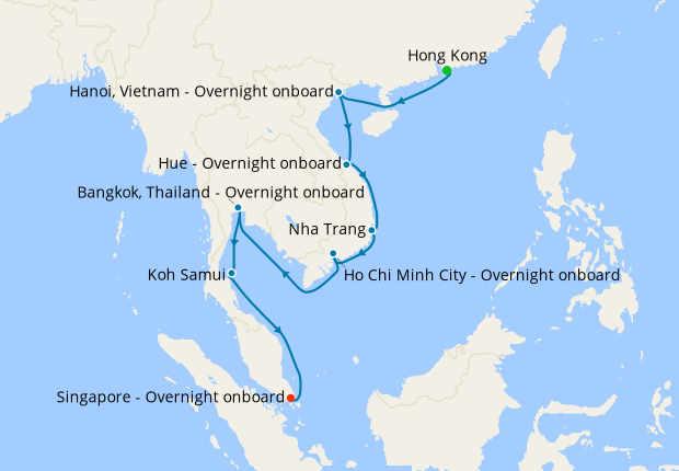 Eastern Essence from Hong Kong to Singapore, Oceania Cruises, 7th April ...