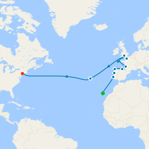 Path of the Midnight Sun from Southampton to New York
