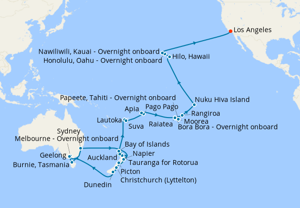 South Pacific Sonata - Auckland to Los Angeles
