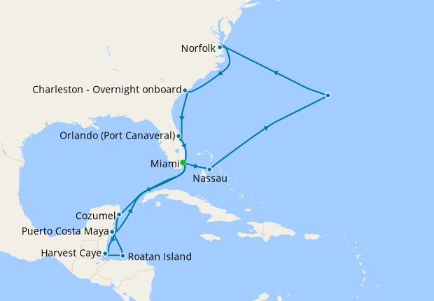 Caribbean to East Coast - Miami Roundtrip