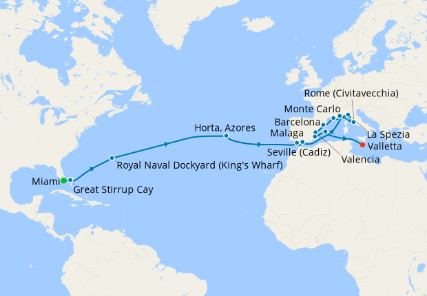 Grand Atlantic Entrèe to Europe - Miami to Valletta