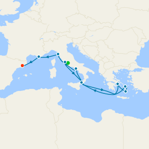 Mediterranean with Greek Isles from Rome to Barcelona with Stays