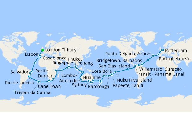 round the world cruise map