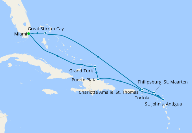 Caribbean with Dominican Republic & Grand Turk from Miami