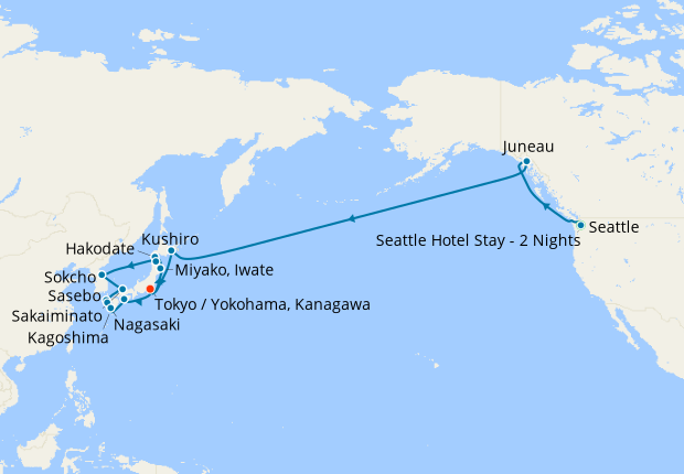 North Pacific Crossing & Japan Collector from Seattle to Tokyo with Stay